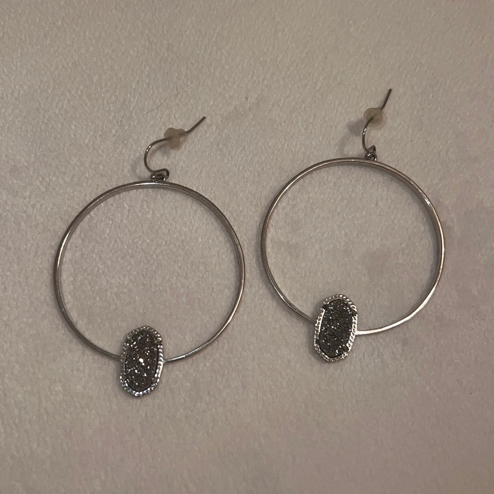 Kendra Scott Elora Silver Platinum Drusy Earrings